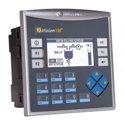 V130-33-RA22 Контроллер Vision экран 2.4 дюйма , вх./вых: 8 DI, 2 AI/DI, 2 PT100/TC/DI, 8 RO, 2 AO Unitronics